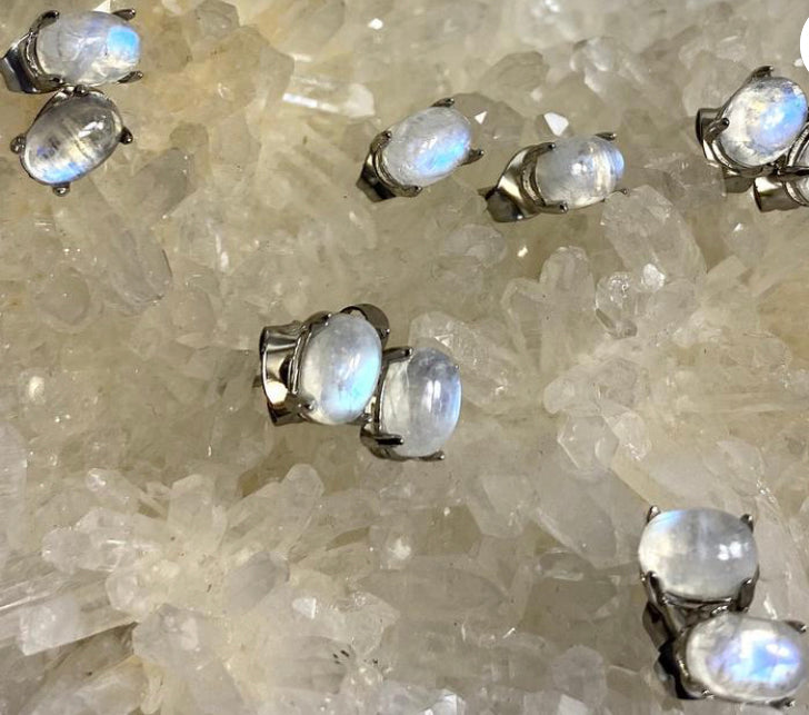 Moonstone studs