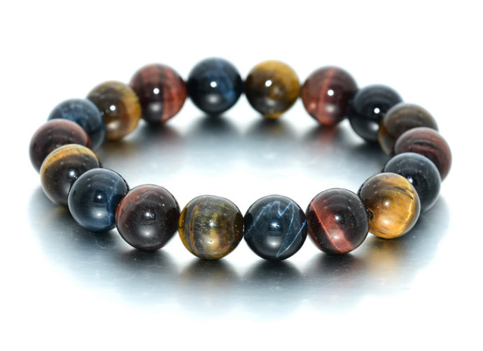 Trifecta bracelet(gold, red and blue tiger’s eye)